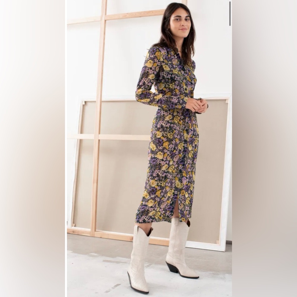 Floral Utility Midi Shirt Dress